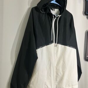 Athletic Works Black and White Hooded Windbreaker